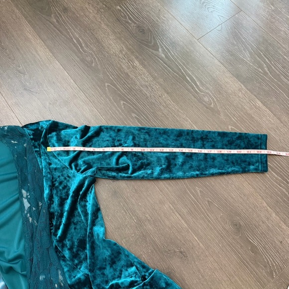 Indigo Thread Co Velvet Teal Lace WhimsiGoth Cardigan Grunge Sz L Cosplay Boho - Picture 8 of 11